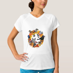 Autumn Wreath of North American Birds Women's Champion Double-Dry V-Neck T-Shirt