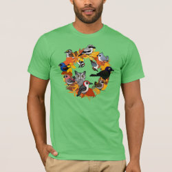 Autumn Wreath of North American Birds Men's Basic American Apparel T-Shirt