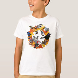 Autumn Wreath of North American Birds Kids' Hanes TAGLESS® T-Shirt