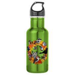 Autumn Wreath of North American Birds Water Bottle (24 oz)