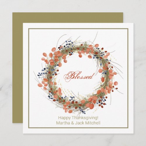 Autumn Wreath Personalized Thanksgiving Note Card