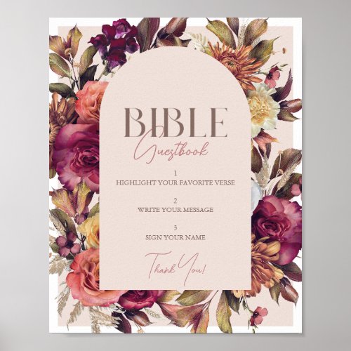 Autumn Wreath Pink Baby Shower Bible Guestbook