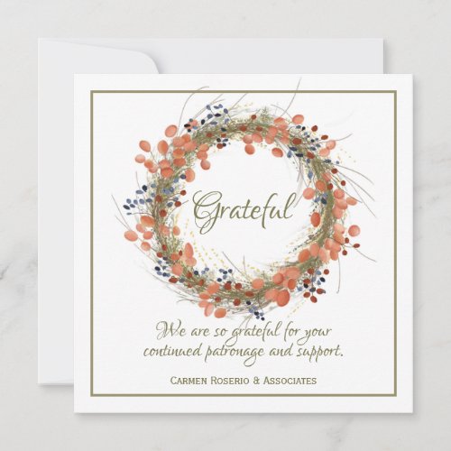 Autumn Wreath Professional Thanksgiving Holiday Card