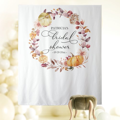 Autumn Wreath Pumpkin Fall Bridal Shower Backdrop