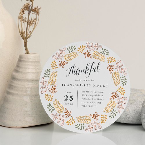 Autumn Wreath  Thanksgiving Dinner Invitation