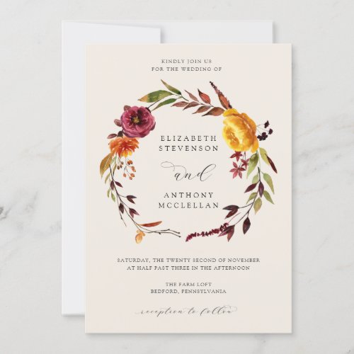 Autumn Wreath Wedding invitation