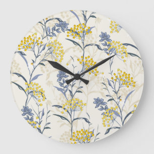 Autumn yellow berries leaves, colorful seamless. large clock