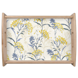 Autumn yellow berries leaves, colorful seamless. serving tray