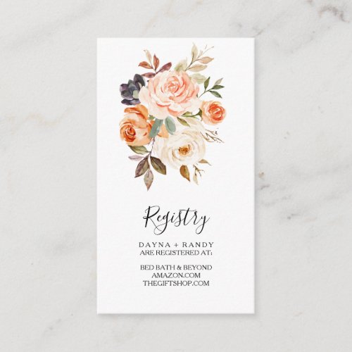 Autumn Yellow Blush Elegant Floral Gift Registry Enclosure Card