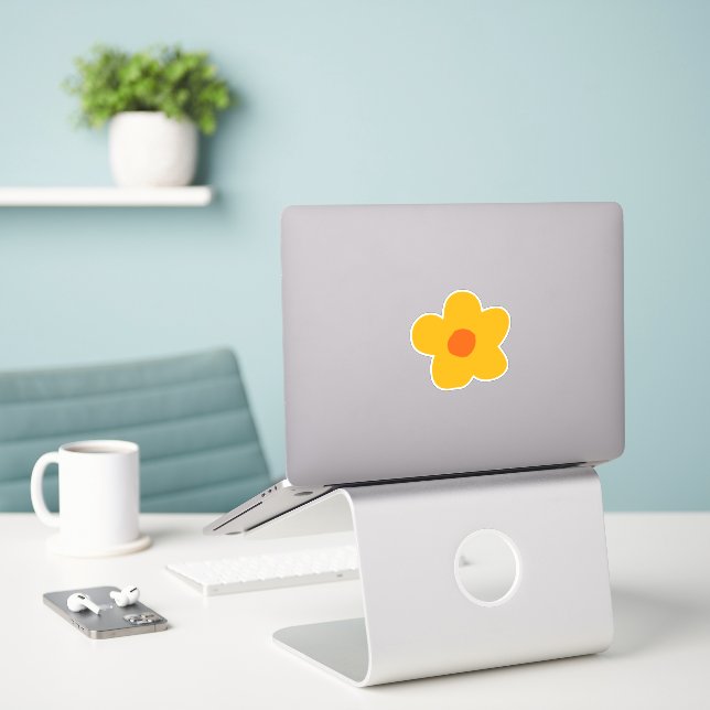 Autumn Yellow Flower Sticker (Laptop On Desk)
