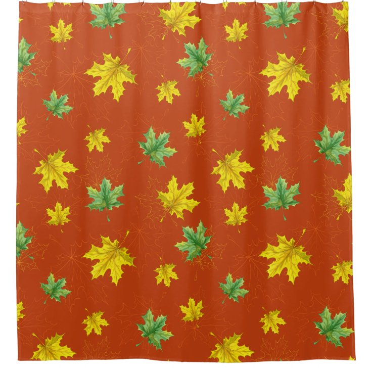 Autumn Yellow & Green Leaves Shower Curtain | Zazzle