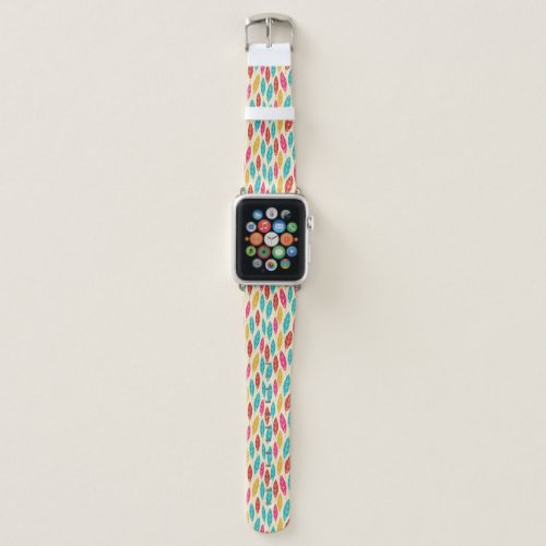 Autumn yellow green turquoise leaves pattern apple watch band