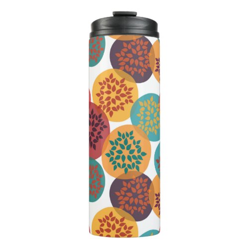 Autumn yellow green turquoise leaves pattern thermal tumbler