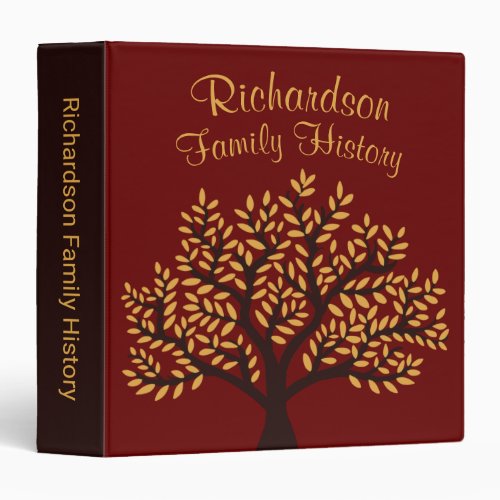 Autumn Yellow Leaf Tree Family History Genealogy 3 Ring Binder