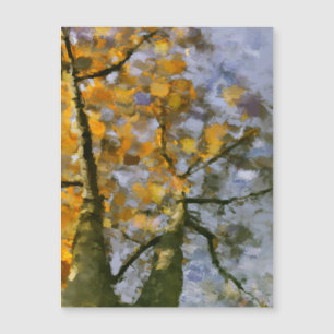 Autumn Yellow Leaves Watercolor Magnetic Card