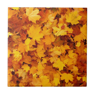Autumn Yellow Maple Leaves Ceramic Tile