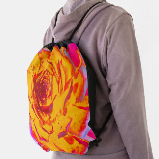 Autumn Yellow, Orange and Red Sedum Rosette Drawstring Bag