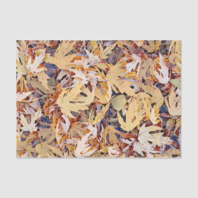 Autumn Yellow Painted Maple Leaves Tissue Paper (Front)