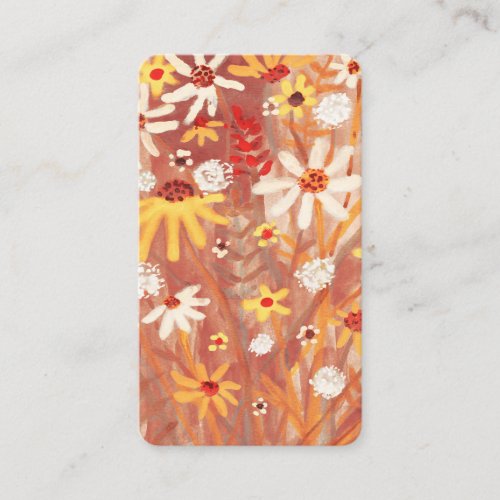 Autumn Yellow Red Watercolor Daisy Bouquet Elegant Business Card