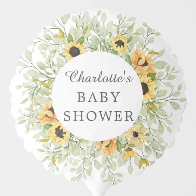 Autumn Yellow Sunflower Baby Shower Balloon (Front)