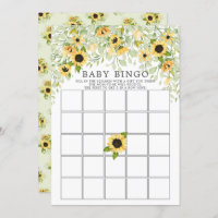 Autumn Yellow Sunflower BINGO Baby Shower Game Invitation