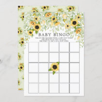 Autumn Yellow Sunflower BINGO Baby Shower Game Invitation
