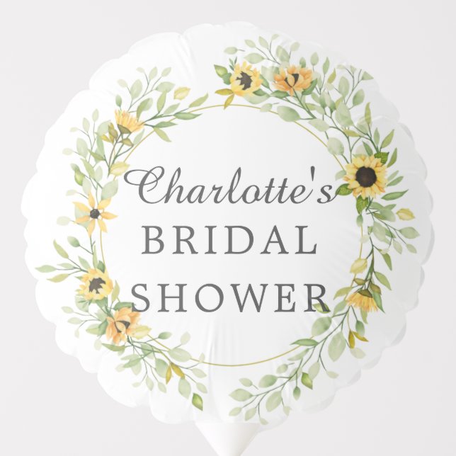 Autumn Yellow Sunflower Bridal Shower Balloon (Front)