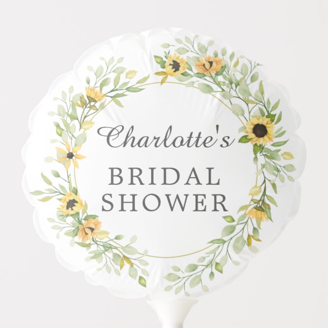 Autumn Yellow Sunflower Bridal Shower Balloon (Front)