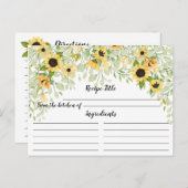 Autumn Yellow Sunflower Bridal Shower Recipe Postcard (Front/Back)