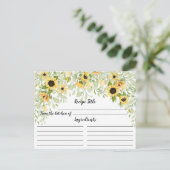 Autumn Yellow Sunflower Bridal Shower Recipe Postcard (Standing Front)