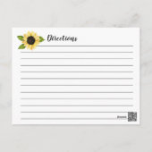 Autumn Yellow Sunflower Bridal Shower Recipe Postcard (Back)