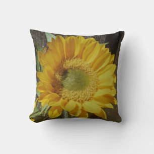 autumn yellow Sunflower Throw Pillow