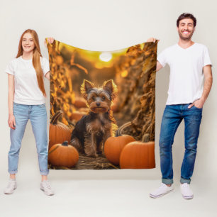 Autumn Yorkie – Sweet & Spirited Fleece Blanket