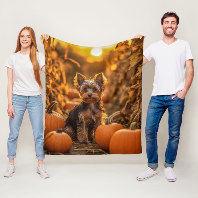 Autumn Yorkie – Sweet & Spirited Fleece Blanket (In Situ)