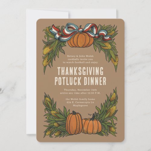 Autumnal Americana Harvest Thanksgiving Invitation