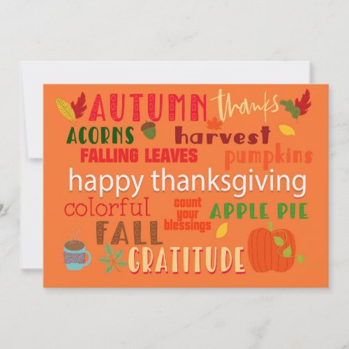 Autumnal and Thanksgiving Typography Holiday Card