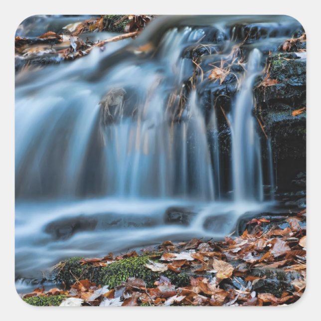Autumnal Cascade Waterfall Square Sticker (Front)