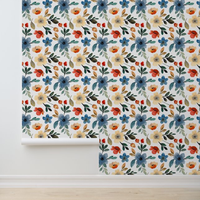 Autumnal Charm: Rustic Floral Wallpaper (Application)