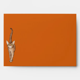 Autumnal Cinnamon Colored Envelope with a Cat