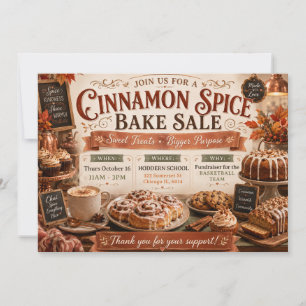 Autumnal Cinnamon Spice Bake Sale Invitation