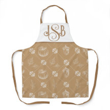 Autumnal Customizable Monogram Apron - Camel