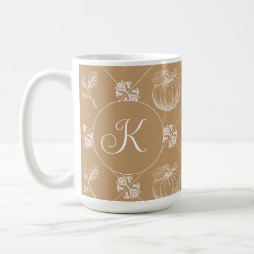 Autumnal Customizable Monogram Coffee Mug _ Camel