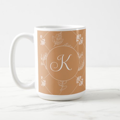 Autumnal Customizable Monogram Coffee Mug _ Orange