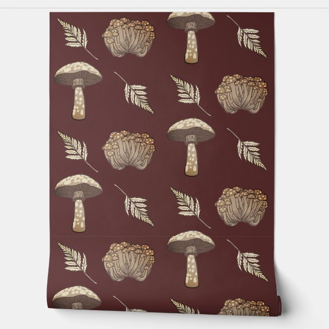 Autumnal Fall Mushrooms & Ferns Wallpaper (Unrolling)