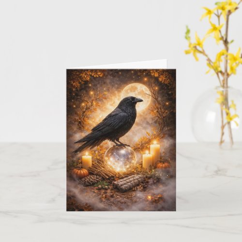 Autumnal Fall Mystical Magical Raven Blank Card