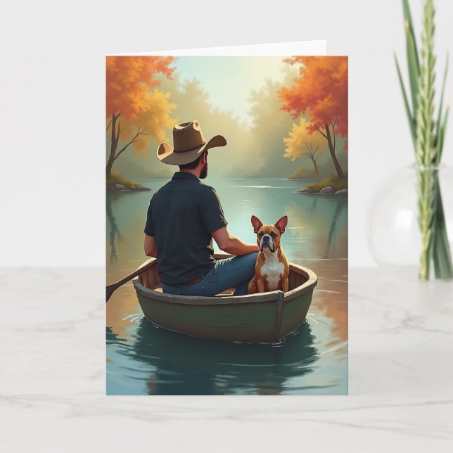 Autumnal Fathers Day Boat Card (Front)