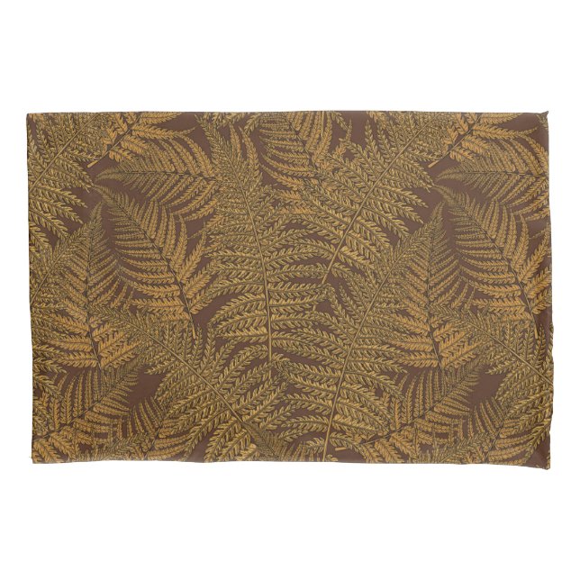 Autumnal fern on brown pillow case (Front-Left)