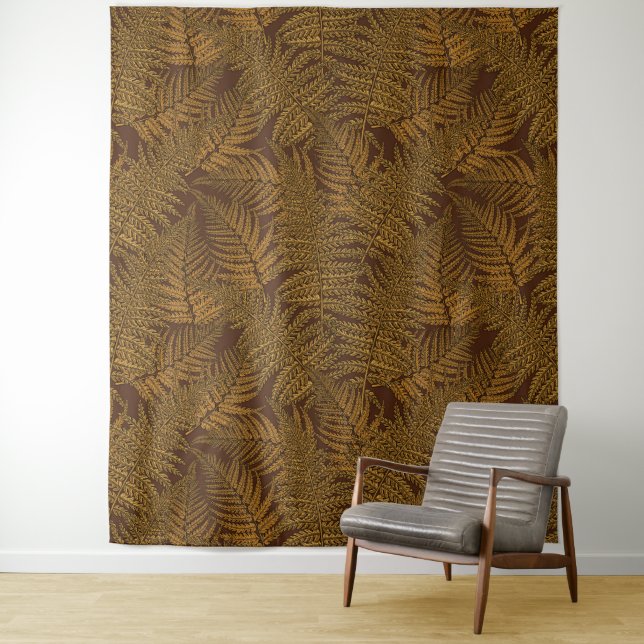 Autumnal fern on brown tapestry (In Situ)