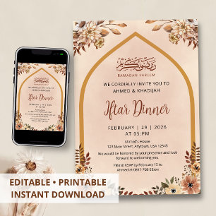 Autumnal Floral Arch Ramadan Iftar Invitation