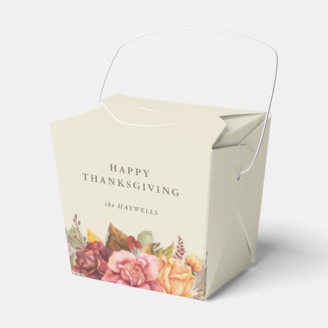 Autumnal Floral Border Thanksgiving Favor Boxes (Front Side)